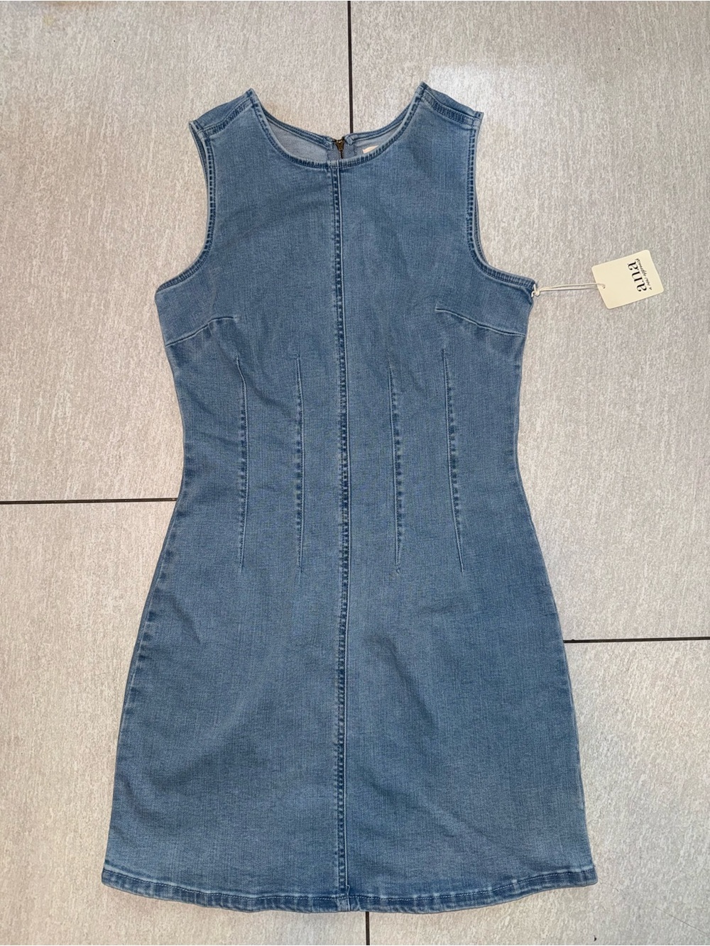Sleeveless Denim Sheath Dress - Blue